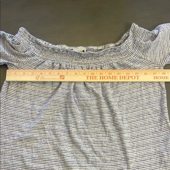 Lucky Brand Off Shoulder Top Striped Tie Sleeve Blouse Casual Blue White S - Picture 4 of 4